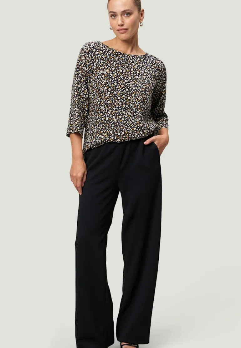 Bluse geblümt mit 3/4 Arm blackcream