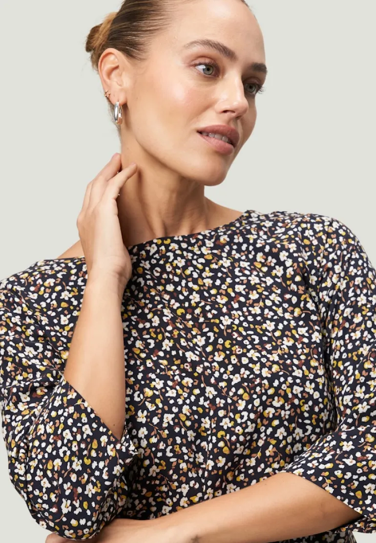 Bluse geblümt mit 3/4 Arm blackcream