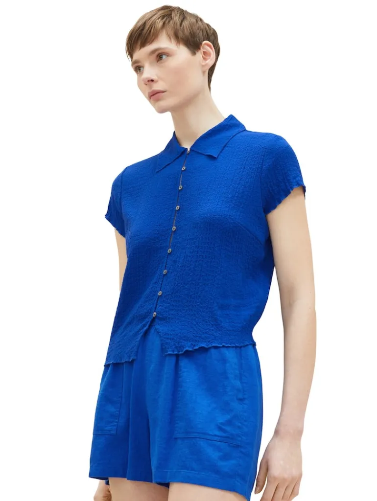 Bluse in Knitteroptik bright mango orange