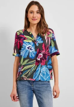 Bluse mit Blumenprint easy khaki