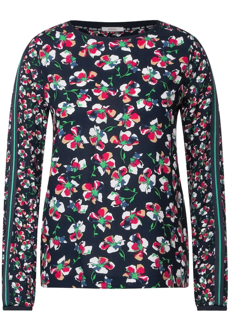 Bluse mit Blumen Printmix deep blue