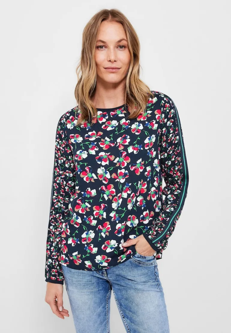 Bluse mit Blumen Printmix deep blue
