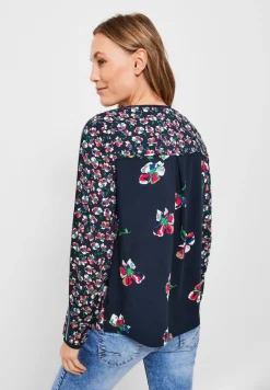Bluse mit Blumen Printmix deep blue