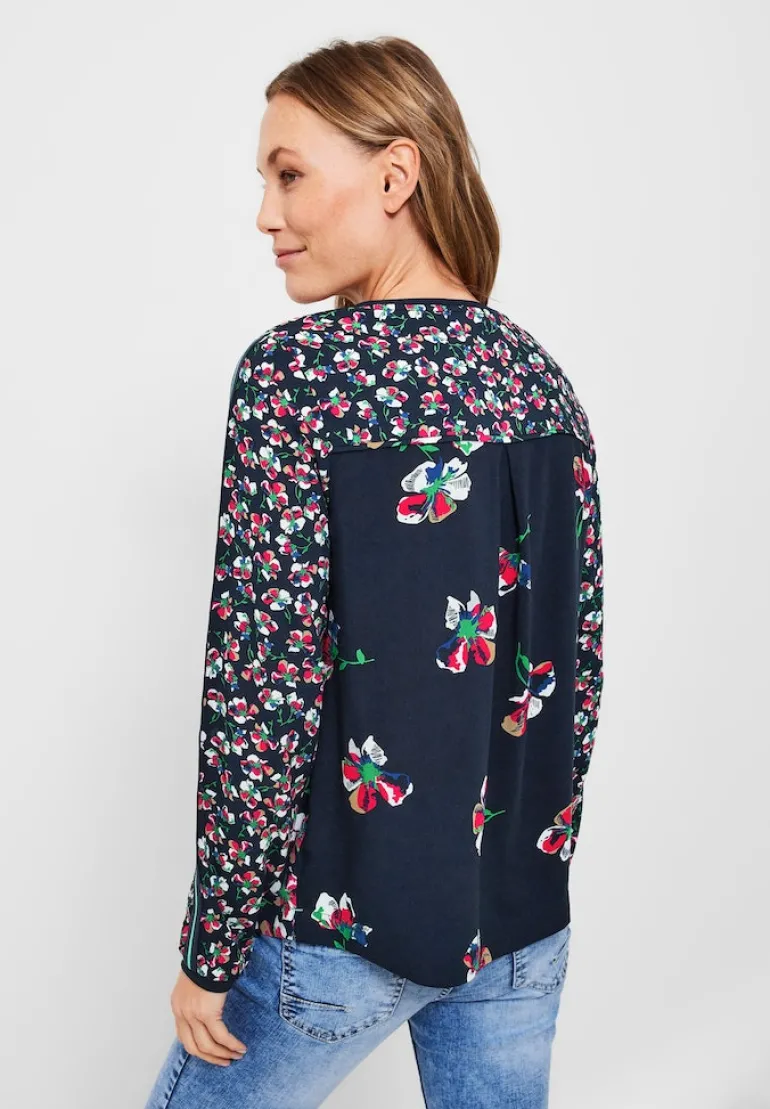Bluse mit Blumen Printmix deep blue