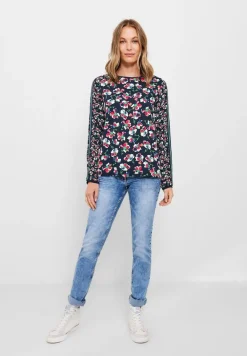 Bluse mit Blumen Printmix deep blue