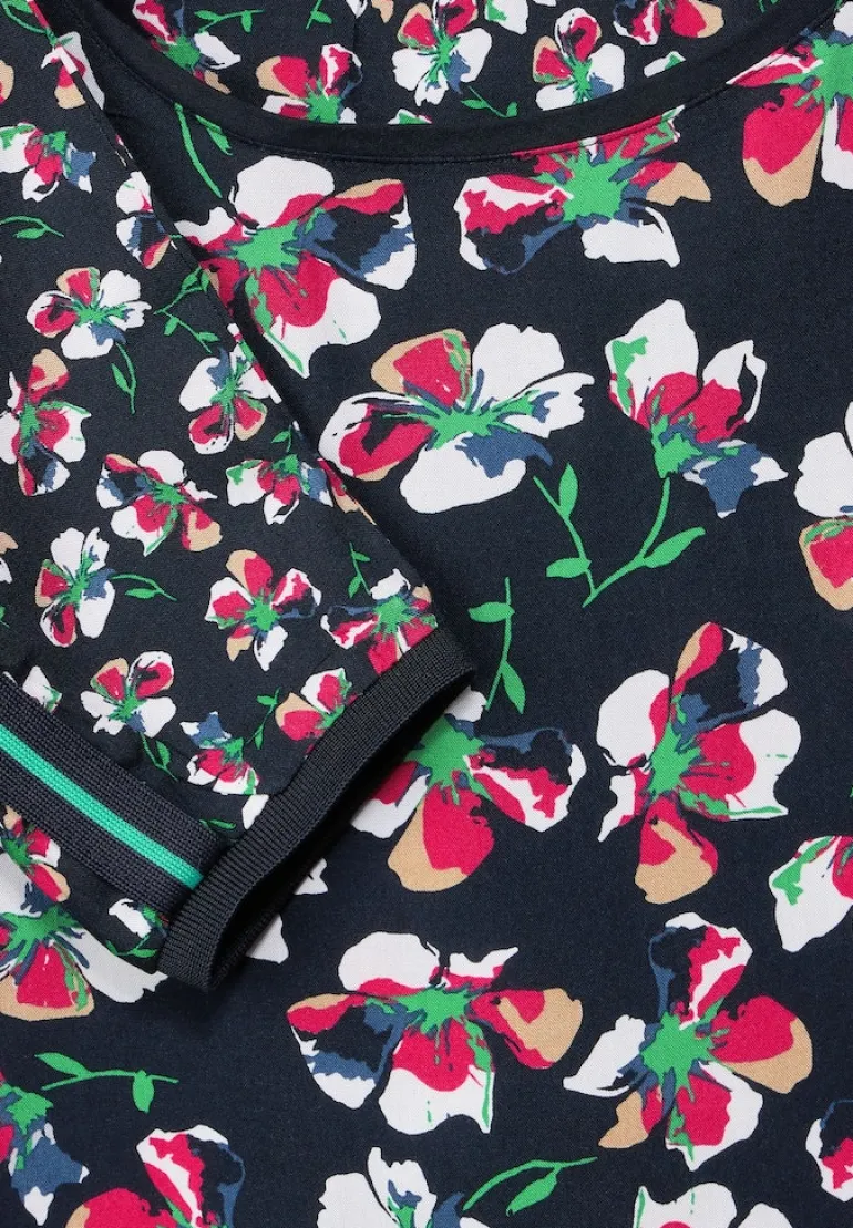Bluse mit Blumen Printmix deep blue