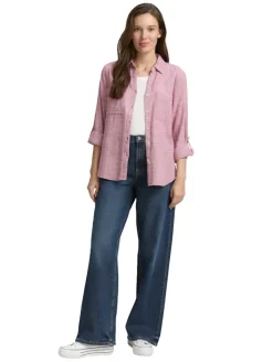Bluse mit Brusttaschen dark pink