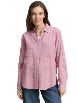 Bluse mit Brusttaschen dark pink