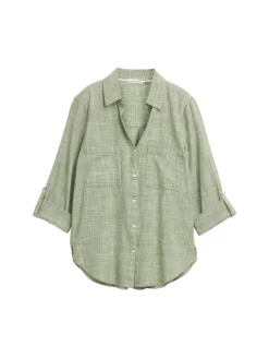 Bluse mit Brusttaschen deep ivy green