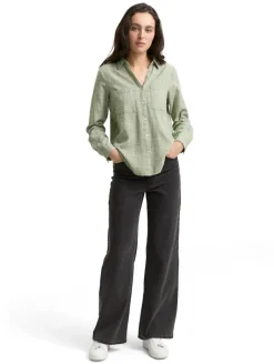 Bluse mit Brusttaschen deep ivy green