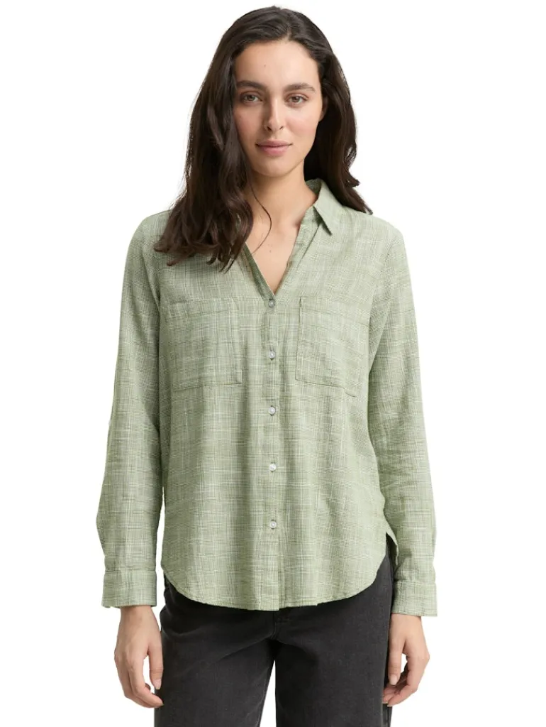 Bluse mit Brusttaschen deep ivy green