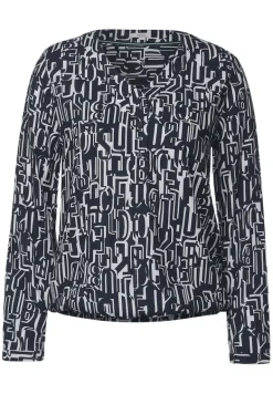 Bluse mit Buchstabenprint deep blue