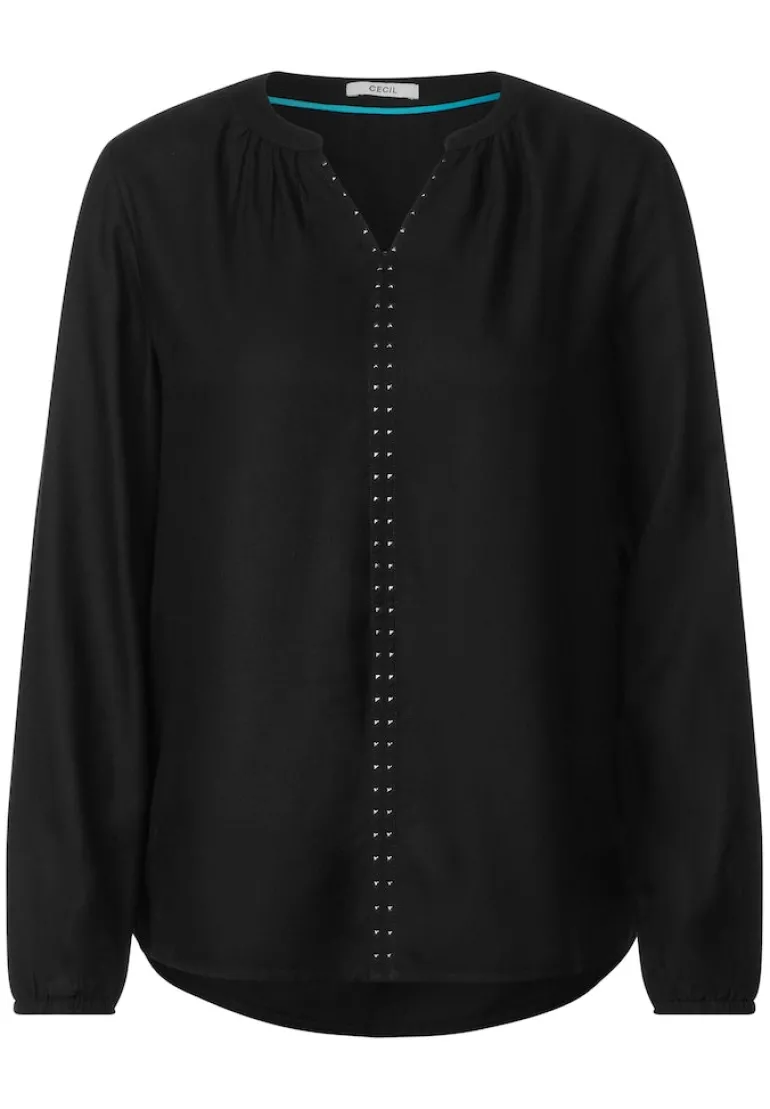 Bluse mit Dekosteinen black