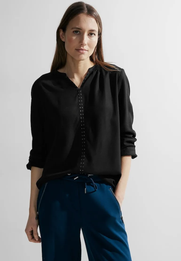 Bluse mit Dekosteinen black