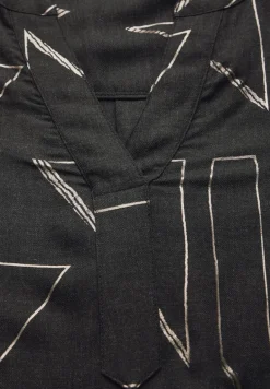 Bluse mit Folienprint black melange