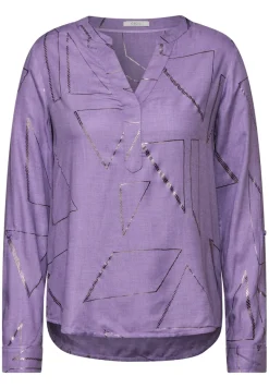 Bluse mit Folienprint gentle lilac melange