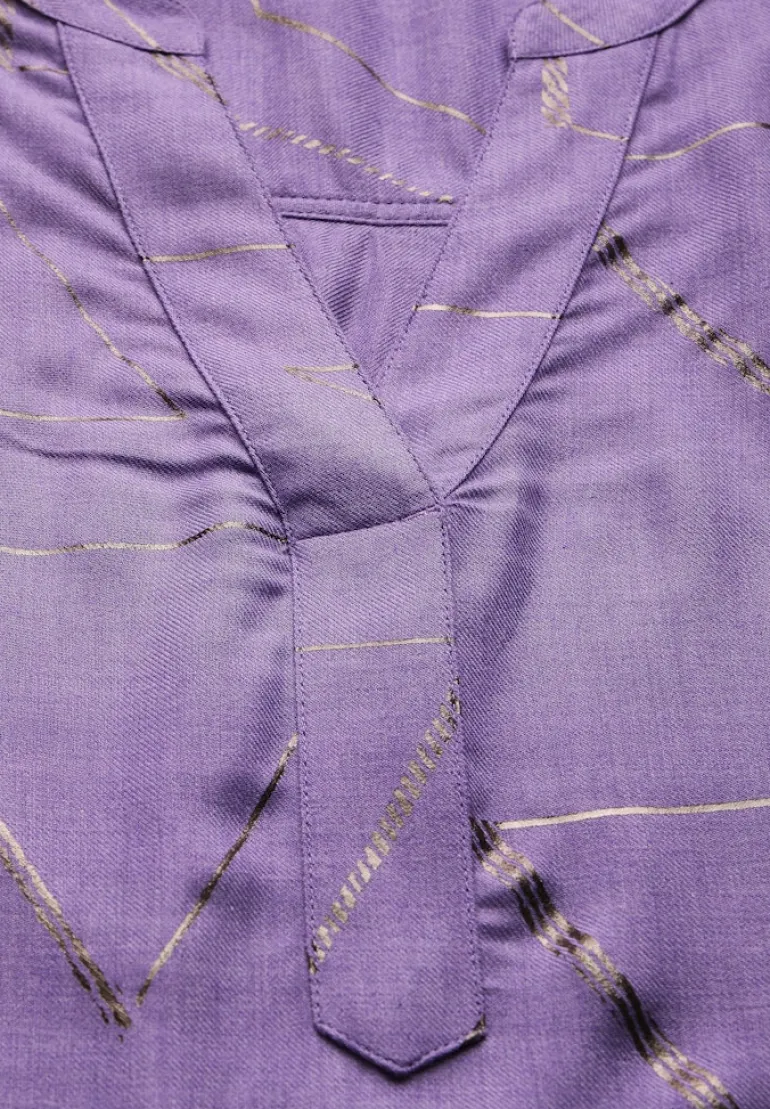 Bluse mit Folienprint gentle lilac melange