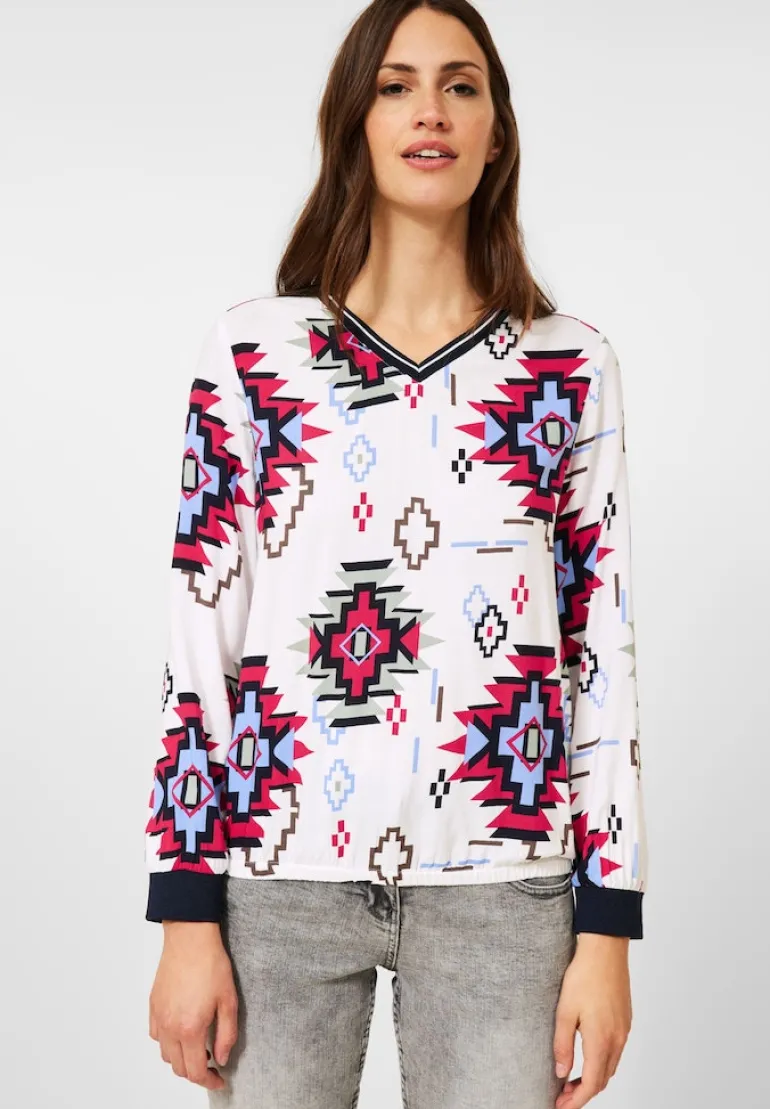 Bluse mit grafischem Print vanilla white