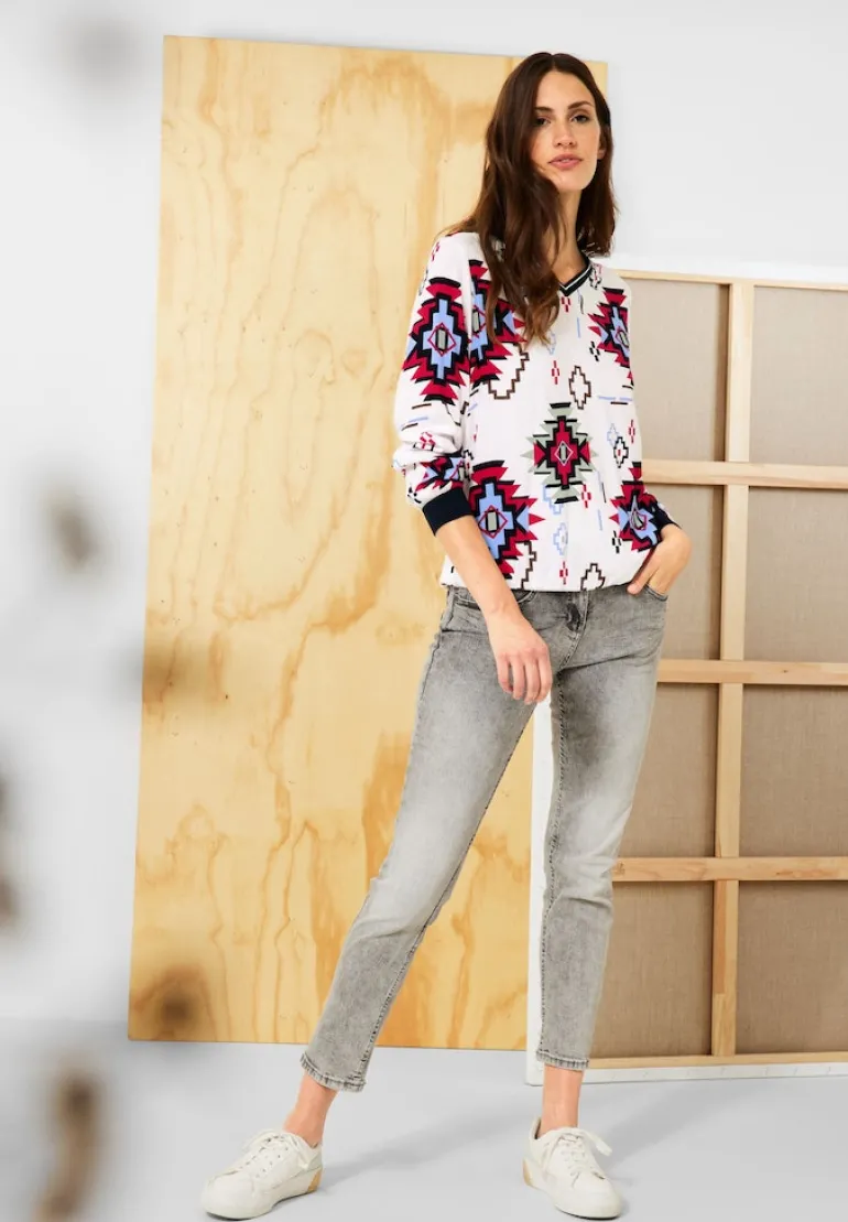 Bluse mit grafischem Print vanilla white