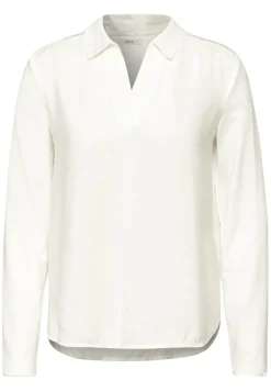Bluse mit Jersey-Arm vanilla white