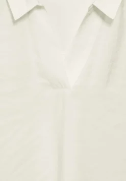 Bluse mit Jersey-Arm vanilla white