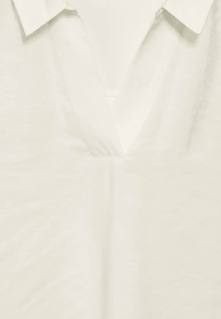 Bluse mit Jersey-Arm vanilla white