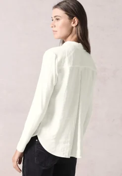 Bluse mit Jersey-Arm vanilla white