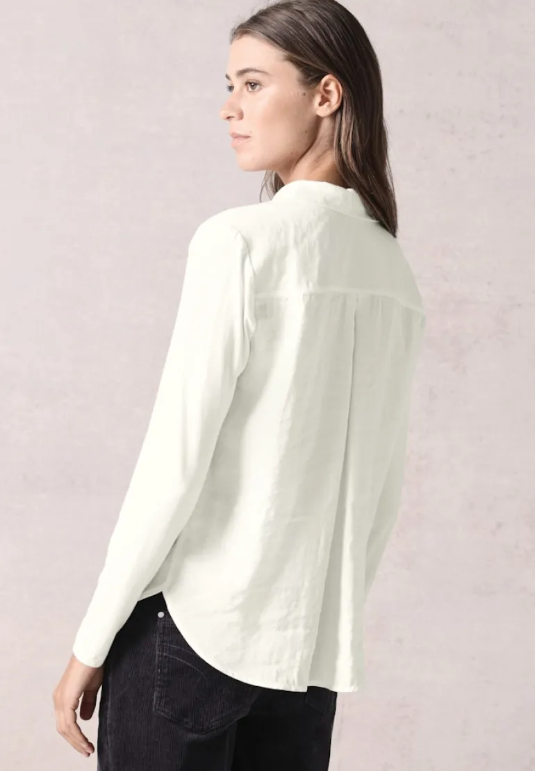 Bluse mit Jersey-Arm vanilla white