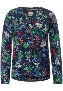 Bluse mit Minimalprint deep blue
