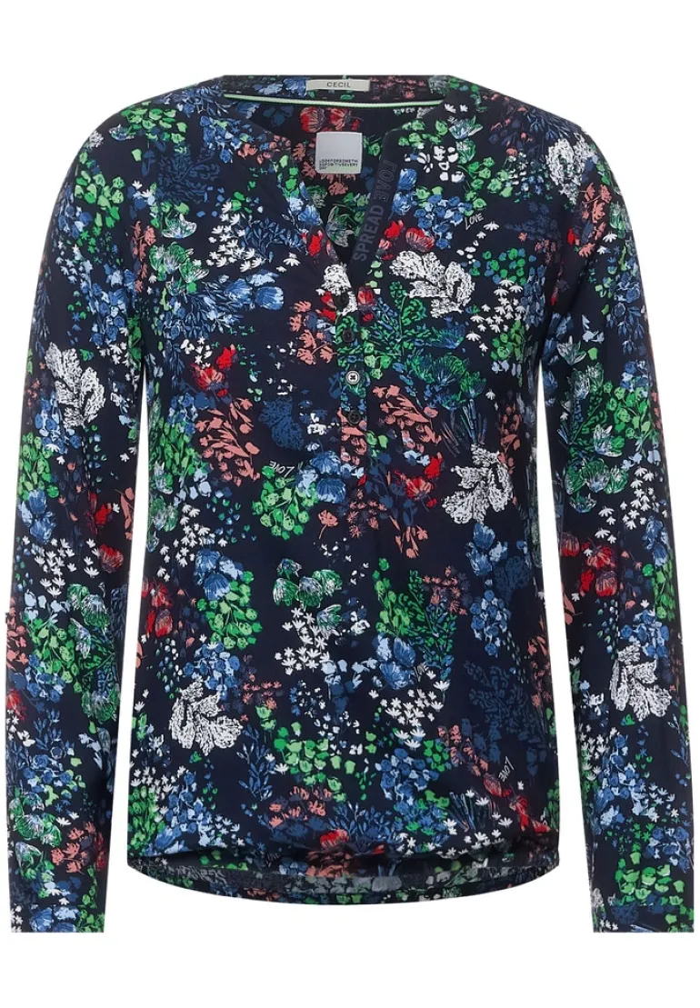 Bluse mit Minimalprint deep blue