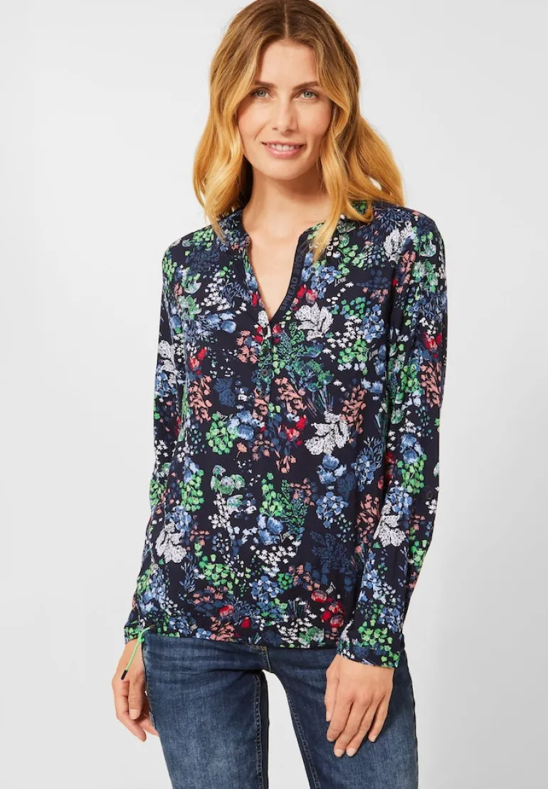 Bluse mit Minimalprint deep blue