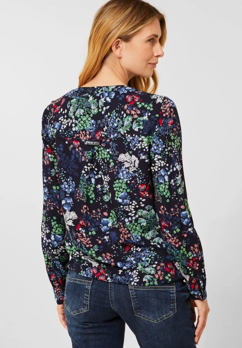 Bluse mit Minimalprint deep blue