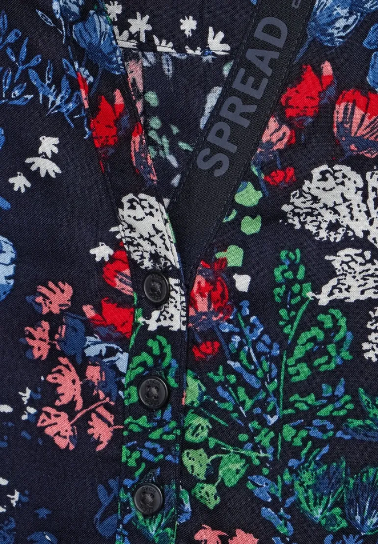 Bluse mit Minimalprint deep blue