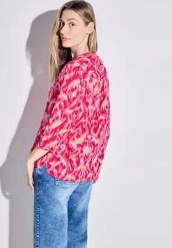 Bluse mit modernem Print pink sorbet