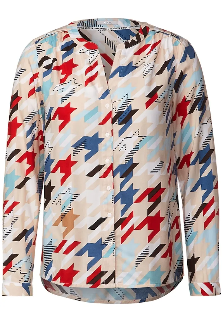 Bluse mit Multicolorprint vanilla white