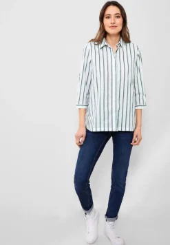 Bluse mit Multicolorstreifen easy khaki