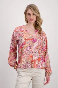 Bluse mit Paisleymuster apricot gemustert