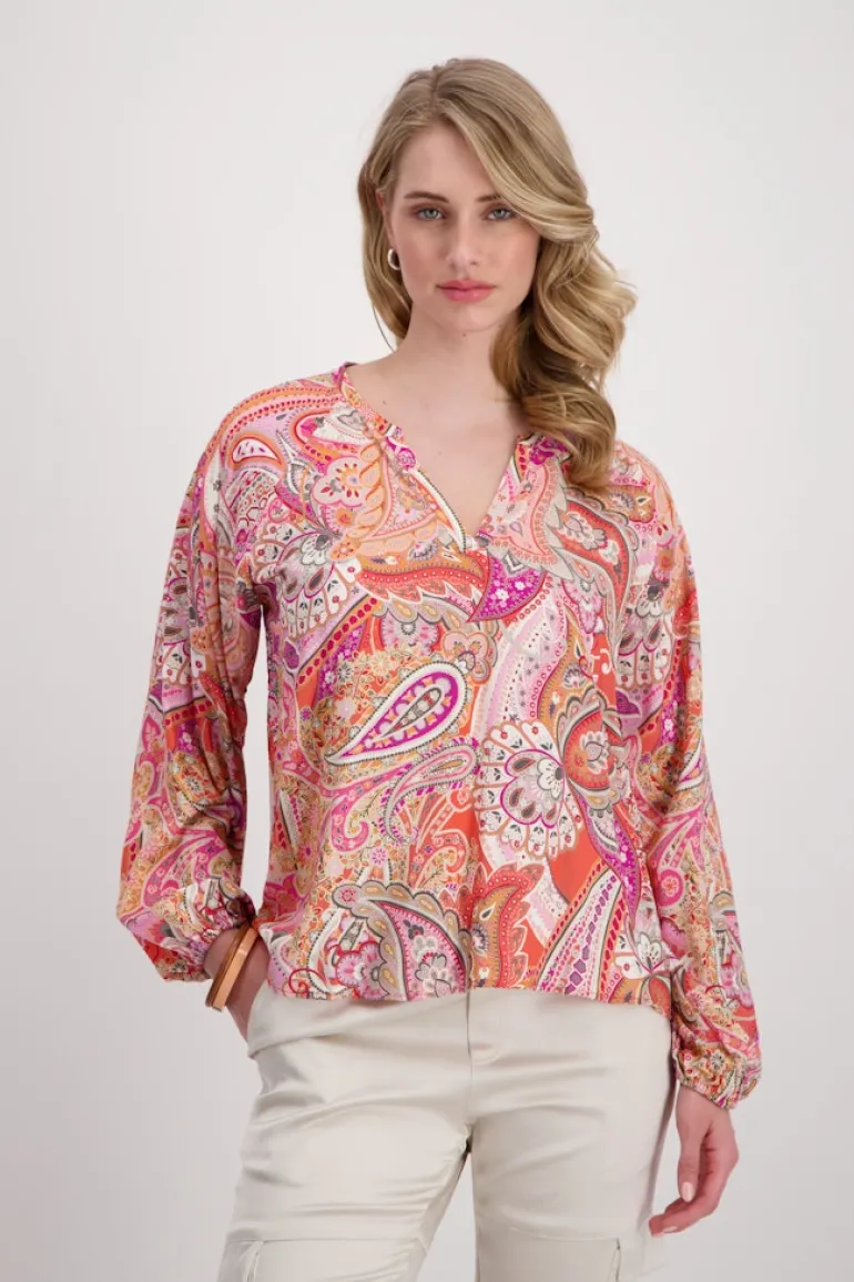 Bluse mit Paisleymuster apricot gemustert