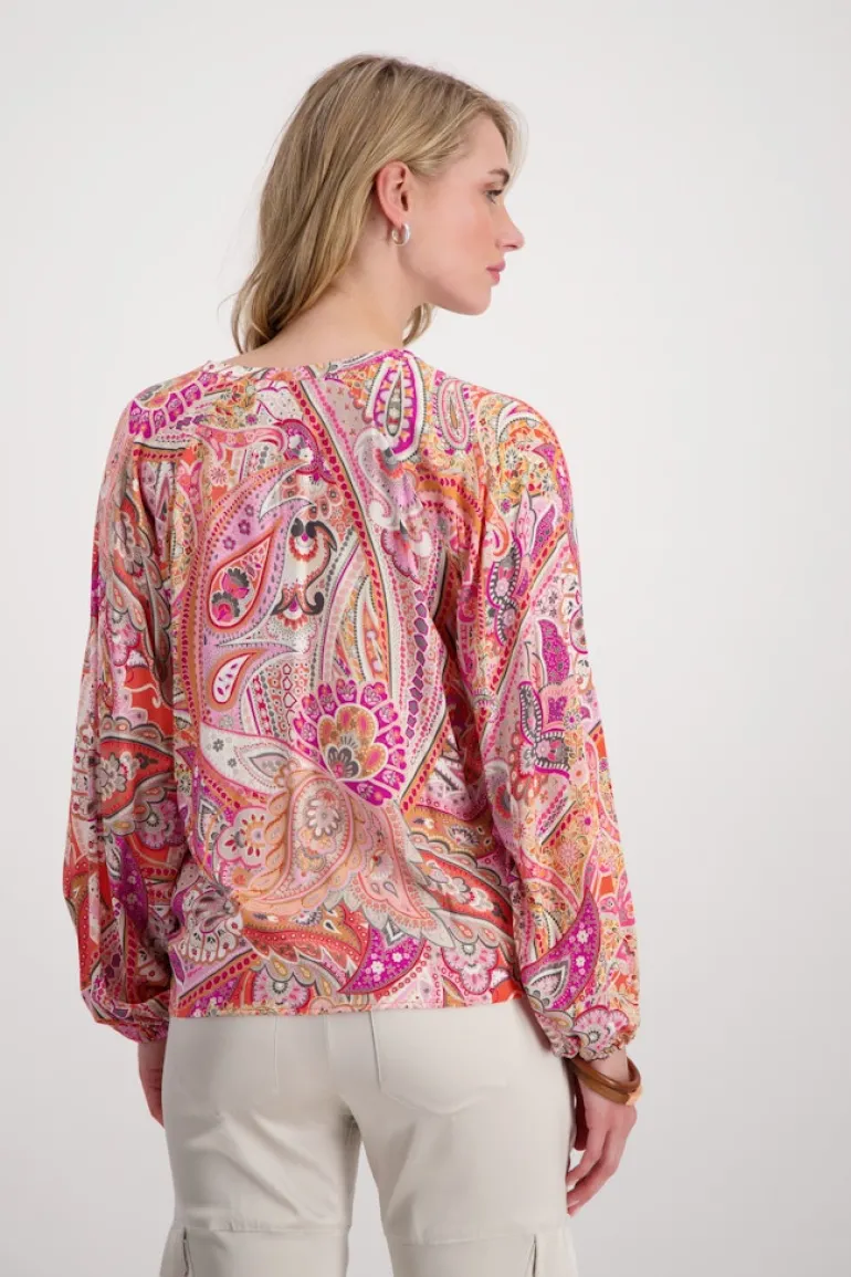 Bluse mit Paisleymuster apricot gemustert
