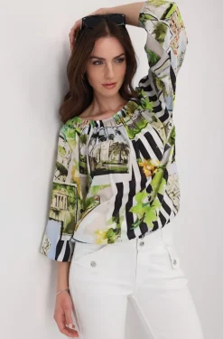 Bluse mit Polaroidmuster marmor gemustert