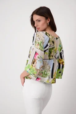 Bluse mit Polaroidmuster marmor gemustert