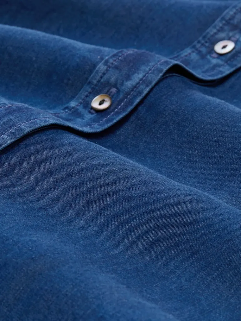 Bluse mit Schleifen-Detail blue denim dark wash