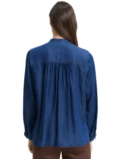 Bluse mit Schleifen-Detail blue denim dark wash