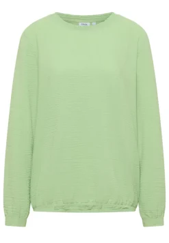 Bluse mit Smock-Ausschnitt bamboo green