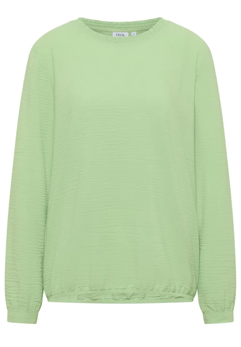 Bluse mit Smock-Ausschnitt bamboo green