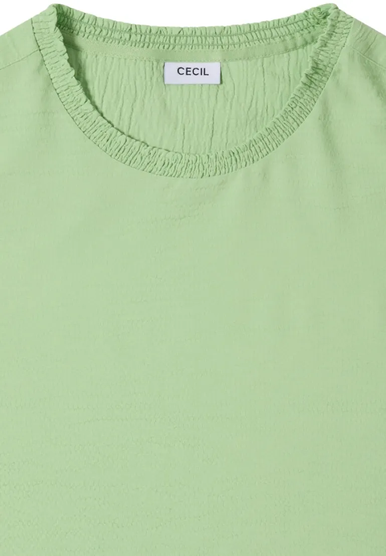 Bluse mit Smock-Ausschnitt bamboo green