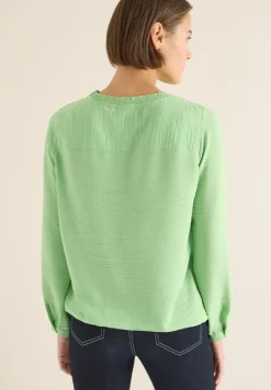 Bluse mit Smock-Ausschnitt bamboo green