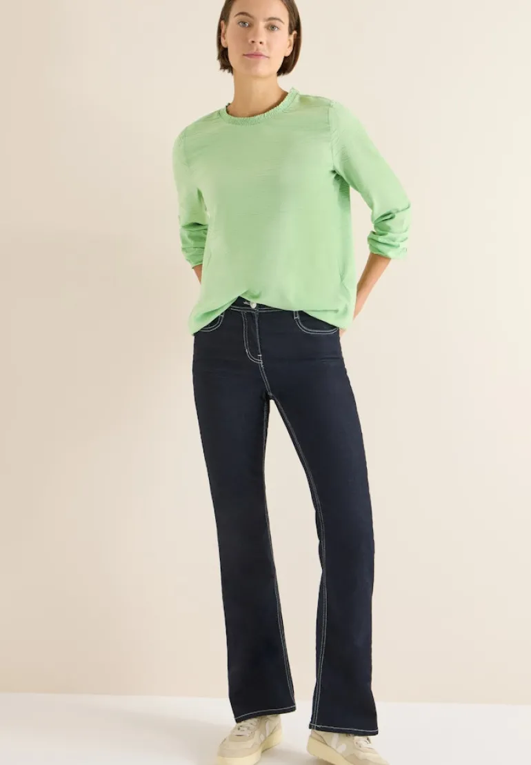 Bluse mit Smock-Ausschnitt bamboo green