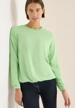Bluse mit Smock-Ausschnitt bamboo green