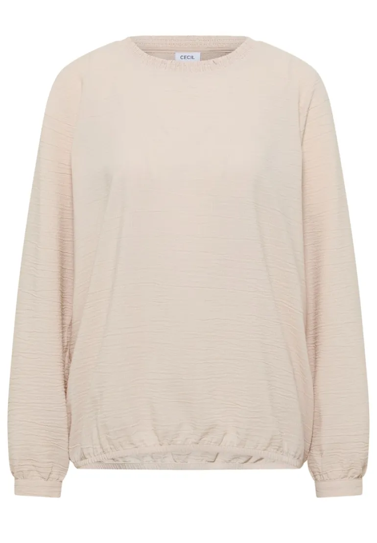 Bluse mit Smock-Ausschnitt pearl beige